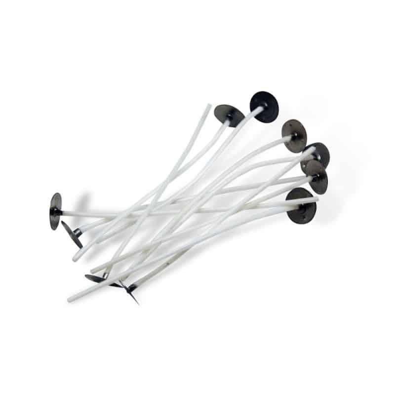 Mèches plates cirées sur socles - 10 cm Mèches plates cirées sur socles - 10 cm